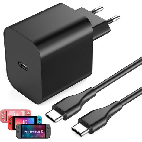 Chargeur Switch 2/1 - 60W Rapide Chargeur PD 3.0 Compatible avec Les Stations d'accueil TV 4K, Nintendo Switch Batteries, Câble de Charge USB-C de 2 m (1/5)