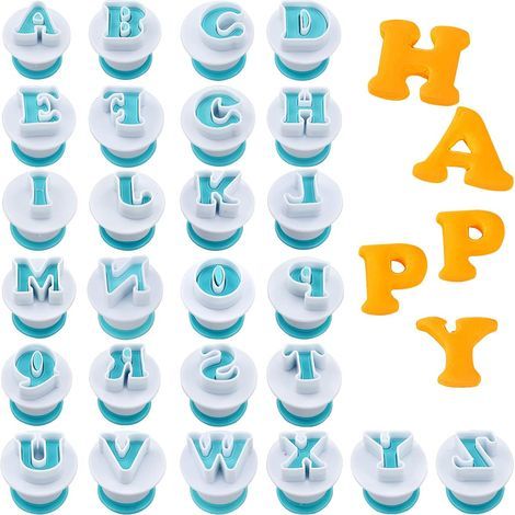 Lot de 26pcs Emporte-Pièce, Lettres Alphabet Découpoirs pour Décoration Pâte à Sucre, Biscuit, Gteau, Ustensiles à Pâtisserie - Pour mariage, anniversaire, Noël, fête prénatale-ARCAN (1/5)