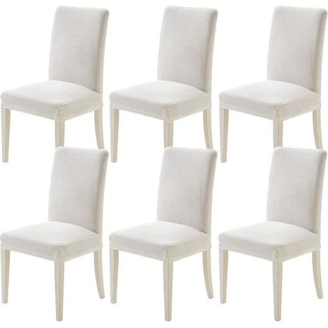 Housse de Chaise Salle à Manger Moderne House de Chaise Intérieur Extensible Housse Chaise Blanche 6-Pièces Protege Assise Couvre Convient à la Salon, Bureau, Banquet et à la Décoration. (1/5)