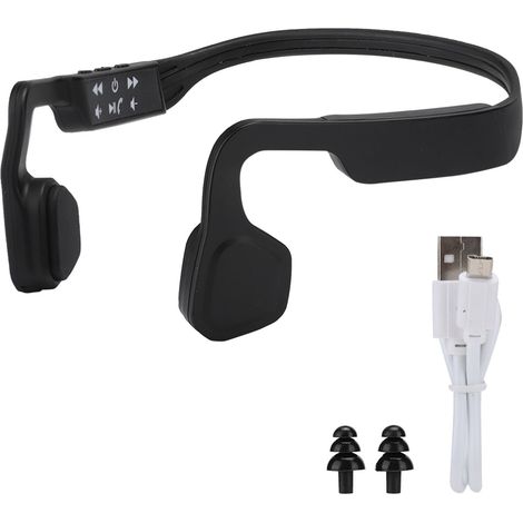 Casque audio sport extérieur à conduction osseuse S18, Bluetooth 4.1, réduction de bruit, écouteurs sans fil noir (1/5)