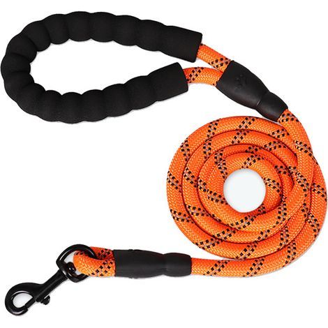 Laisse pour chien orange de 3 mètres de long 1,0 cm d'épaisseur avec poignée rembourrée adaptée à la promenade du chien en extérieur (1/5)