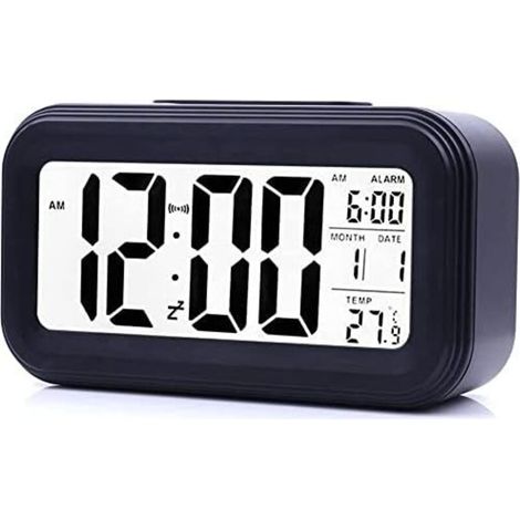 Ede Osqi – Réveil lumineux enfant à pile – Grand écran LED haute définition – Affichage de la température – Fonction Snooze – Éclairage intelligent (1/5)