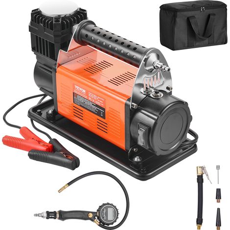 Vevor – Gonfleur de pneus portable 12V – Débit 200 L/min – Pression max 10,3 bar – Manomètre numérique – Adaptateurs pour voitures et camions