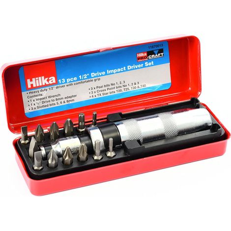 Kit tournevis à frapper 13 pièces 1/2"