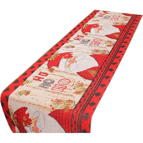 Chemin de table de Noël imprimé avec drapeau résistant à l'usure et aux taches, pour la décoration de table de Noël, motif Père Noël (1/5)