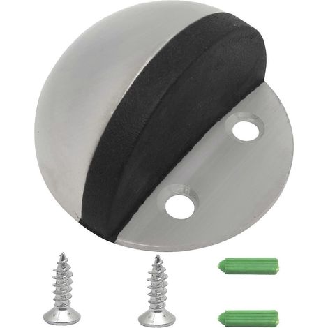Set mit 4 Türstoppern aus Edelstahl, Bodenbefestigung mit Schrauben, gebürstete Oberfläche zum Schutz der Wände. (1/5)
