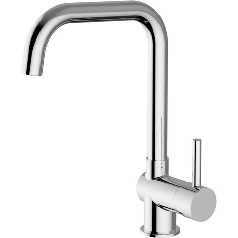 Schläfer 35504010  Miscelatore Lavello Cucina con Bocca Alta a Squadra,  Girevole 360°, Rubinetto Cucina Professionale Orientabile, Miscelatore Leva Laterale Serie Stilo Cromo in Ottone
