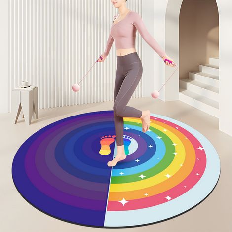 HSS-Tapis de gym à domicile, tapis absorbant les chocs et le bruit pour salles de sport,convient pour la corde à sauter et les exercices cardio - rond de 100 cm de diamètre-140x140cm
