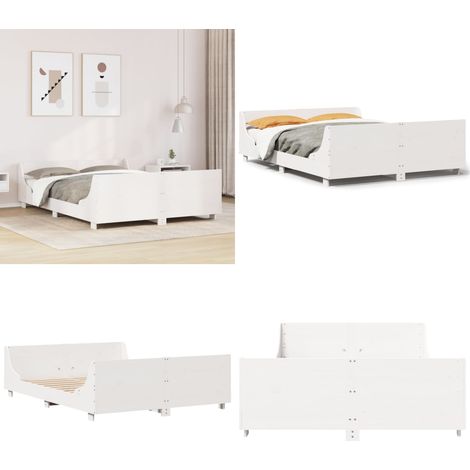 vidaXL Cadre de lit sans matelas blanc 140x190 cm bois de pin massif