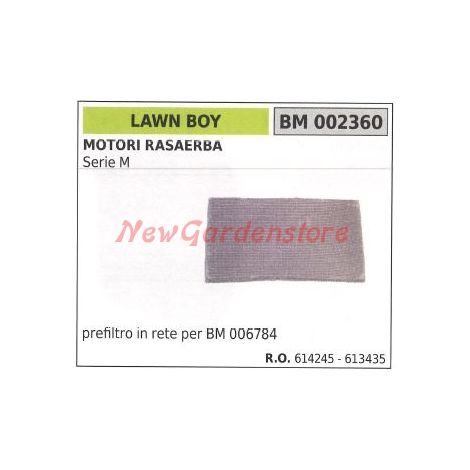 Prefiltro aria in rete LAWN BOY motore rasaerba Serie M 002360