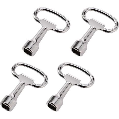 Clé de valve carré pour armoire électrique, 4 pièces, alliage zinc, compatible avec compteurs d'eau et de gaz, pratique pour boîte à gaz. (1/4)