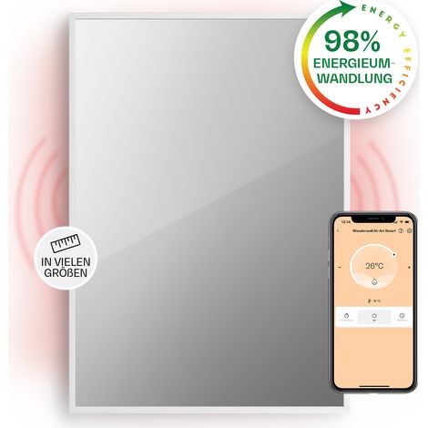 Klarstein Infrarotheizung, Infrarot Spiegelheizung Standgerät, Infrarotheizung mit Thermostat, Heizung mit Erkennung Offener Fenster & App-Control, Heater CO2-Frei, IP24 Infrarot Heizgeräte, 750 W