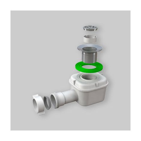 Pozzetto sifoide in pvc bianco splash per doccia 1"1/2 x diam. 80 (1/3)