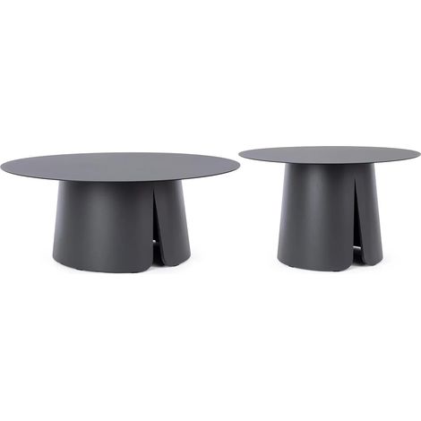 Conjunto de Mesa Bolzano Biana 脴70 + 脴90 aluminio antracita (1/4)