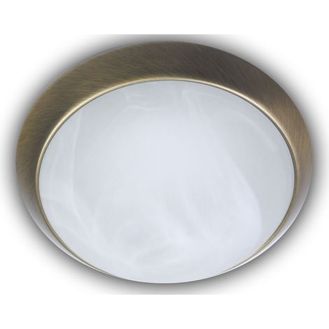 LED Deckenleuchte rund, Glas Alabaster, Dekorring Altmessing, Ø 30cm (1/4)