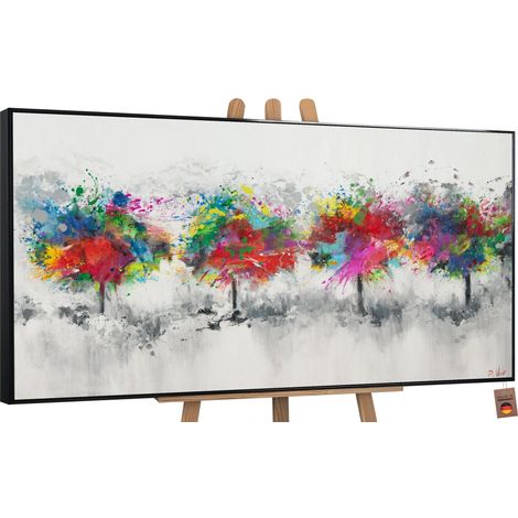 Gemälde Bunter Wald Rahmen Schwarz 120x60 cm (1/5)