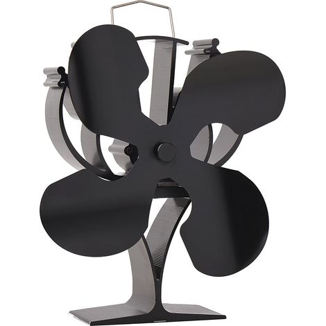 ZOLGINAH Ventilateur de poêle alimenté par la chaleur à 4 pales pour poêle à bois/bûchers/fi – Respectueux de l'environnement (Noir) (1/3)