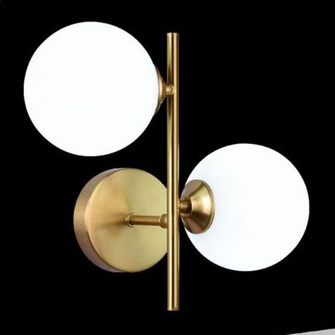 TrAdE Shop Traesio - Applique Da Parete Lampada Da Muro In Metallo Bronzo Con 2 Sfere Attacco G9 Ip20 Aq42 - (1/5)