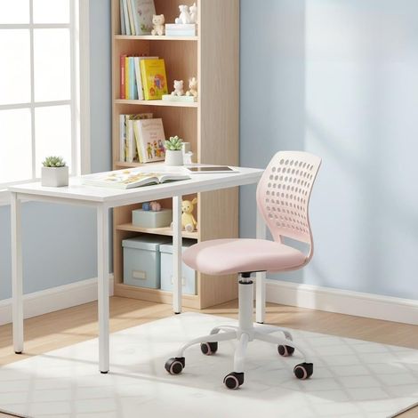 Chaise de Bureau Jeunes Rose, Chaise de Bureau Colorée pour la Maison, Siège D'ordinateur Ergonomique Réglable, Dossier Respirant à Motif à Pois, Siège Pivotant à 360 Degrés (1/5)