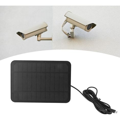 Panel solar de 4W 5V, compatible con cámaras de seguridad Arlo, Ring y Blink, resistente al agua IP65 con soporte de 360°, ABS de silicio monocristalino negro, 20 x 14 cm (1/5)