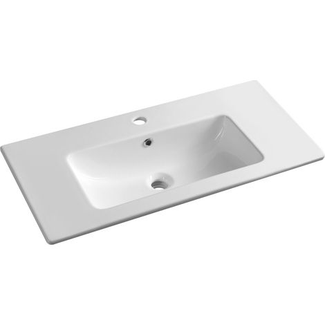 Sapho - Lavabo 80x40 cm, avec trop-plein, ouverture pour mélangeur, blanc 44080 (1/2)