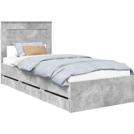Estructura de cama Gris Concreto 90 x 200 cm Madera Ingenieril vidaXL