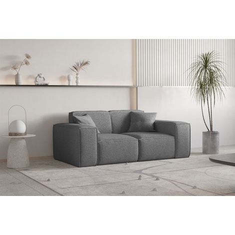 Sofa Designersofa CELES PREMIUM 2-Sitzer in Stoff Ascot Bukla Graphit (1/3)