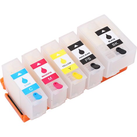 Cartouche d'encre pour imprimante jet d'encre 5 couleurs grande capacité, compatible avec les modèles 202XLBK, 202XLPBK, 202XLC et 202XLM. (1/5)