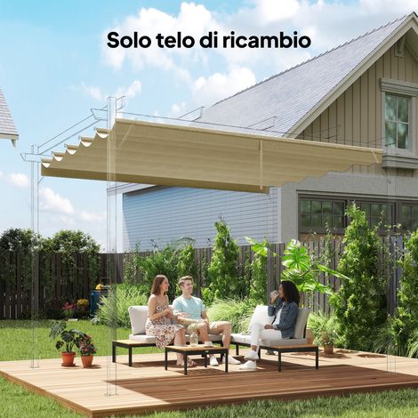 Toit de pergola/gazebo avec 10 trous de drainage en polyester. 250 x 255 cm. Pour pergolas de 3 x 3 m. Beige. (1/5)
