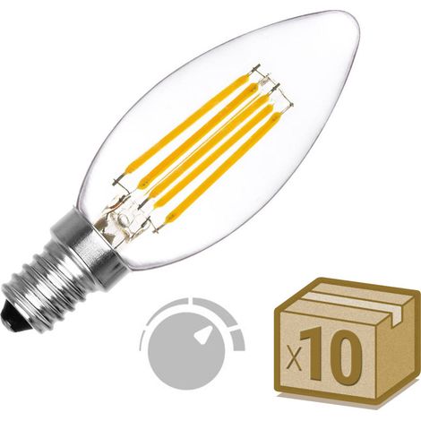 Lot de 10 ampoules LED E14 COB 6W, dimmable, blanc chaud 2700K, (1/3)