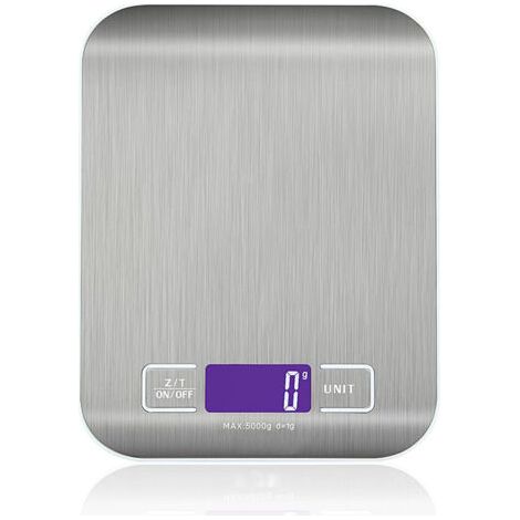 Balance de Cuisine Électronique de Haute Précision 5000g/1g avec Écran LCD Rétroéclairé, 6 Unités et Fonction Tare Acier Inoxydable, Smart Digital, pour Alimentaire Multifonctionnel