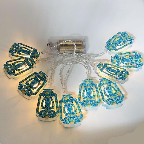 Lanterne LED Palais de la Lune, guirlande lumineuse pour festival Gurban, décoration de lanterne imprimée en couleur - 3 m, 20 lampes - Piles (A) (1/4)