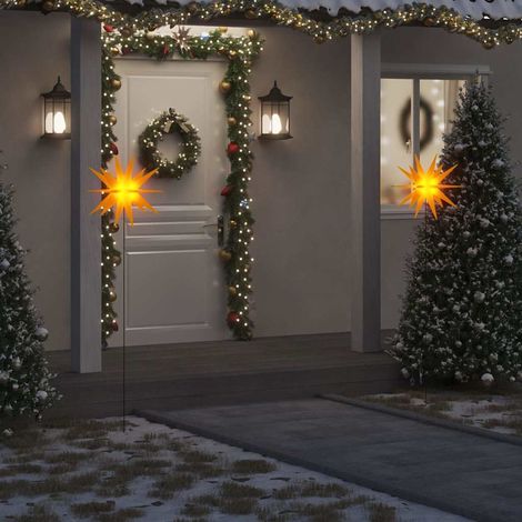 LED-Weihnachtssterne 3 Stk. mit Erdspießen Faltbar Gelb 57 cm vidaXL (1/5)