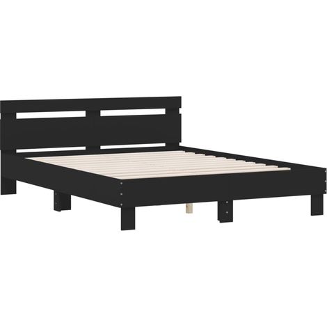Estructura cama con cabecero madera ingeniería negro 140x190 cm vidaXL