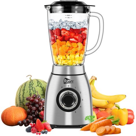 Blender 1800 W Impulsion 5 Vitesses Bol Verre 2 L 6 Lames Inox (1/5)