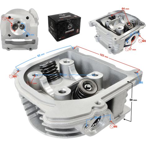 Culasse de scooter Moretti 4T 80cc 139QMB à soupapes courtes sans recirculation