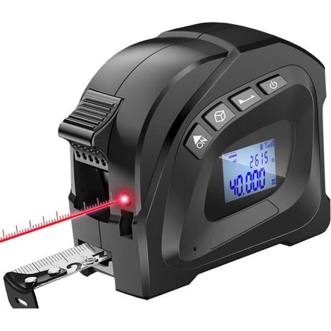 Cinta métrica láser, medidor de distancia digital preciso y recargable con pantalla LCD, medidor láser de 40 m, cinta métrica de 5 m, medición de distancia para área, volumen y Pitágoras. (1/5)