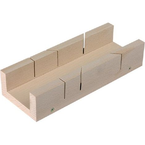 Diamwood – Boîte à onglet en hêtre 250 x 100 x 55 mm – Épaisseur 16 mm – Angles 45° et 90° – Pour coupes précises de baguettes et tasseaux