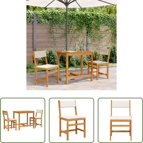 Meubles extérieurs - Ensemble de balcon avec coussins 3 pcs bois massif d'acacia (1/5)