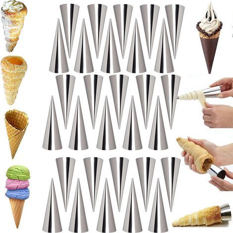 20 Sahnetütenformen, 12,5 cm Edelstahl-Tütenform, Cannoliformen, Briocheformen, Croissantformen, Blätterteigformen, Dessertformen, Geschenkideen (1/5)