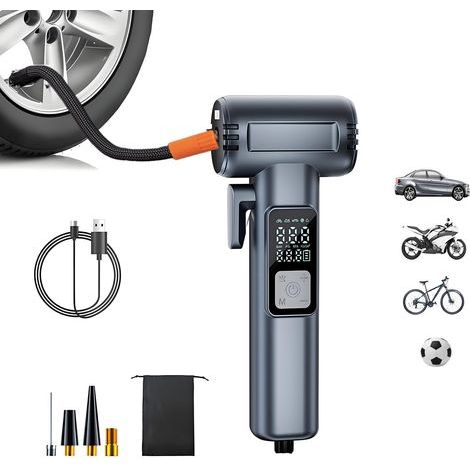 Compresseur d'Air Portable, Gonfleur Pneu Voiture Électrique, Mini Compresseurs d'Air Portatifs Avec Affichage Led De La Pression Des Pneus, Lève-Vitre (1/5)