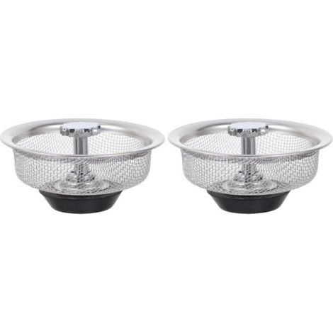 Set di 2 filtri per lavello in acciaio inox, diametro 8,25 cm, con rete filtrante, protezione universale per lavelli da cucina e bagno.