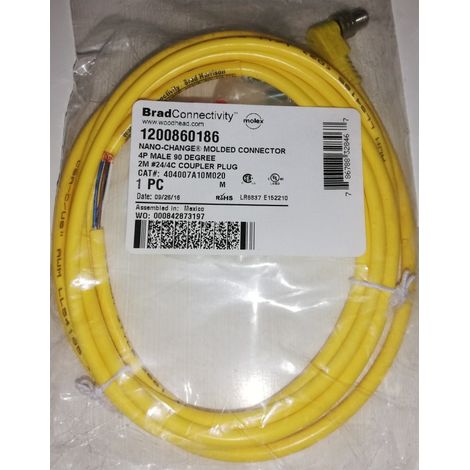 Cavo Molex 1200860186 Nano-Change (M8) a terminazione singola - 4P maschio (90°) L2,0 m (6,56')