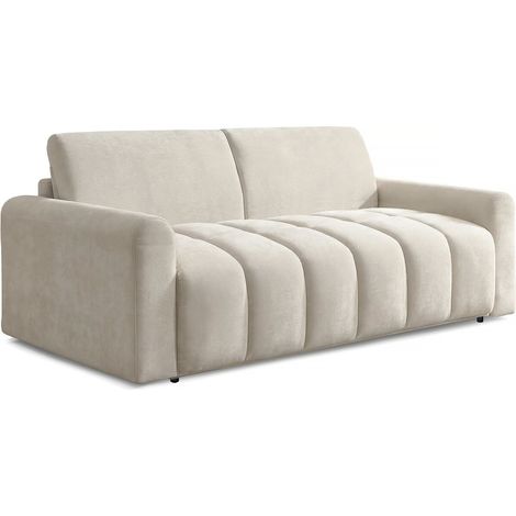 Sofá cama convertible exprés "Isadora" - Colchón 18 cm - Lecho 140 cm - 3 plazas - Beige (1/5)