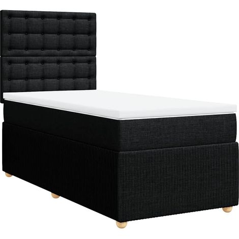 Maison Exclusive - Sommier à lattes de lit avec matelas Noir 90x190 cm Tissu (1/5)