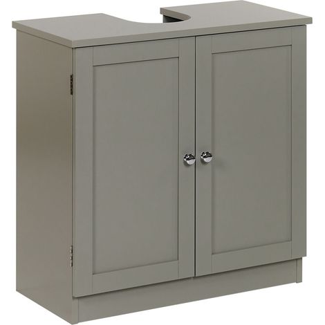 Bathroom Basin Cabinet Grey MDF Storage with Shelves Traditional Style Bathoom ATJONI (1/5)