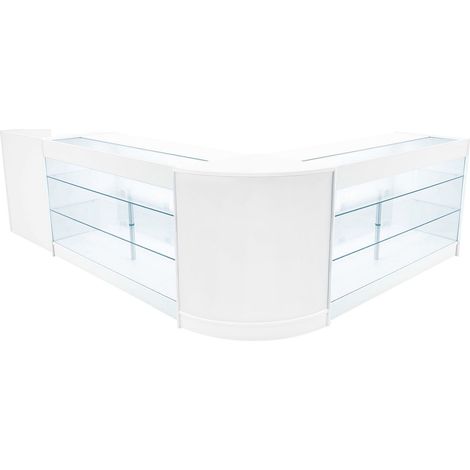 Set Banconi LED Bianco Aries K1500 CM60 TB60 con Ante Scorrevoli a Chiave 3 Moduli di Arredo Vetrina in Vetro per Negozio Gioielli Abbigliamento Cassa Ripiani Interni Illuminazione Bianca (1/5)