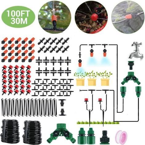 Kit d'irrigation goutte à goutte - Jardin - 30m Tuyau - Système automatique - Arrosage efficace - Complet (1/4)