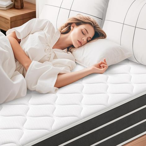 Matelas 140x190 cm YIDATONG Très épais 30 CM - PREMIUM - Mousse à mémoire de Forme - Moyenne Ferme - 7 Zones Ergonomique Ressorts Ensachés