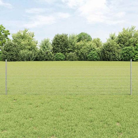 Zaun mit Pfosten Silber 0,5 x 25 m Stahl